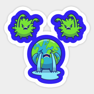 World Scare Corona Virus Cartoon Sticker